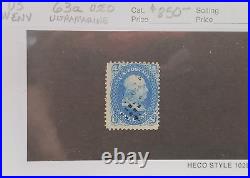 MATT'S STAMPS US SCOTT #63a BENJAMIN FRANKLIN 1-CENT ULTRAMARINE, USED, CV$850