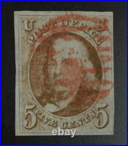 MOMEN US STAMPS #1b ORANGE BROWN USED LOT #74843 MOMEN US STAMPS #1b ORANGE BROWN USED LOT #74843