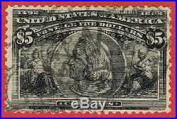 Mag10 USA Scott#245 $5 Columbian-Exposition-Used-F-VF cv$1200
