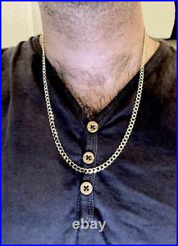 Mens 14k Solid Yellow Gold Cuban Link Chain Necklace 24, 4.5 mm 15 Grams