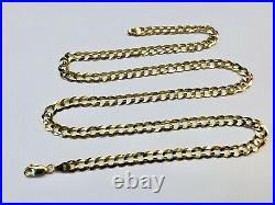 Mens 14k Solid Yellow Gold Cuban Link Chain Necklace 24, 4.5 mm 15 Grams