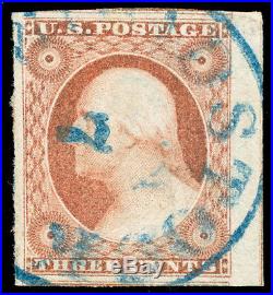 Momen US Stamps #11A VAR. Used BLUE Cancel PSE Graded SUP-98J