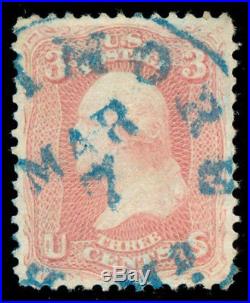 Momen US Stamps #64b Used Rose Pink SON Blue Baltimore/MD SUPERB APP