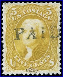 Momen US Stamps #67b Used PAID Light Olive Yellow VF WEISS Cert