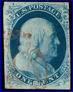 Momen US Stamps #8 Used 63R4 BROWN CANCEL WEISS Cert