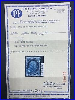 Momen Us Stamps #20 Used Xf Pf Certificate