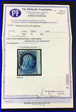 Momen Us Stamps #7 Used Pf Graded Cert Vf/xf-85 Lot #81821