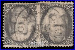 Momen Us Stamps #73 2 Singles Used Railroad Scarce Cancel Lot #90156 Momen Us Stamps #73 2 Singles Used Railroad Scarce Cancel Lot #90156