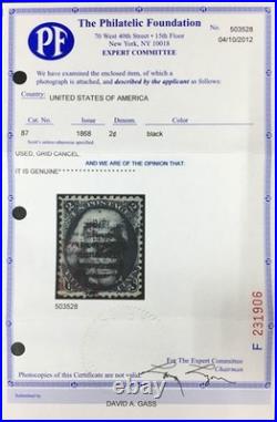 Momen Us Stamps #87 Used Vf Pf Cert Lot #95781