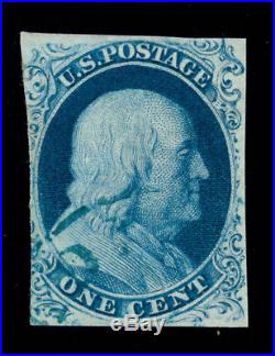 Momen Us Stamps #8a Used Blue Town Cancel Pf Cert