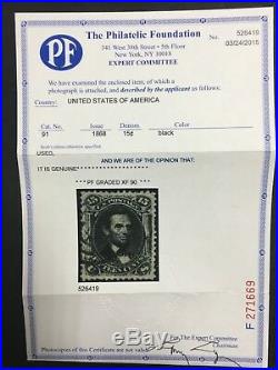 Momen Us Stamps #91 Used Pf Certificate Graded Xf-90