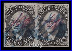 Momen Us Stamps #9x1 Imperf Pair Provisional Used Lot #83274