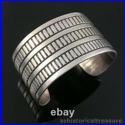 Native American Navajo Arts And Crafts Guild Hand Stamped Silver Cuff Bracelet