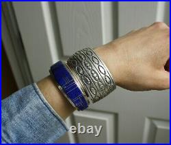 Native American Navajo Stamped Design Sterling Silver Cuff Bracelet