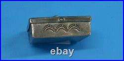 Navajo Pill Box Stamped Sterling Silver Turquoise Antique Native American