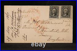New York South Haven 1867 #69 (2) 12c Banknotes Cover to GB, DPO Suffolk Co