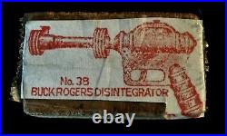 ORIGINAL RARE 1930s BUCK ROGERS INK STAMP DISINTEGRATOR RAY GUN COPPER ON WOOD