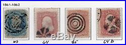 Old Used Collection of US States Stamps (Scott 63 78) 6 Scans 14 Stamps