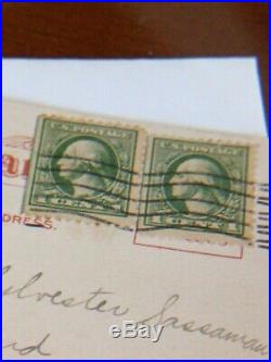 Original 1914 Two -1 Cent George Washington Green Stamps