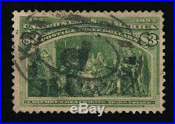Outstanding Genuine Scott #243 Used 1893 Yellow Green $3 Columbian Expo #10343