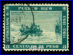 PUERTO RICO 1893 COLUMBUS landing 400th Anniversary 3c green Sc# 133 used VF