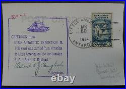 RARE 1934 United States Byrd Antarctic Expdn Postcard Little America w signature