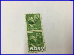 RARE George Washington 1 cent Green Stamp USA Looking right vertical