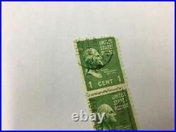 RARE George Washington 1 cent Green Stamp USA Looking right vertical