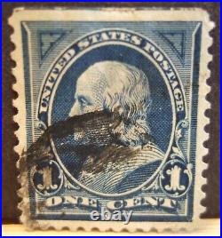RARE U. S. A 1895 Benjamin Franklin 1c Blue, Imperforate (Scott 264a) stamp