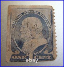 RARE U. S. A Scott #212 1887 1¢ Ultramarine Franklin imperf Stamp