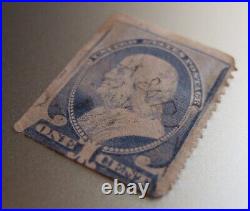 RARE U. S. A Scott #212 1887 1¢ Ultramarine Franklin imperf Stamp