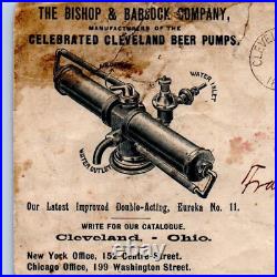RARE c. 1895 Bishop Babcock Cleveland Beer Pump Postal Cover Envelope Ad Diagram