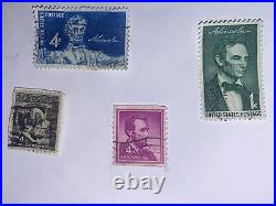 RARE lincoln 4 cent & 1 cent stamp Red Stamp Blue Stamp Purple Stamp Black Stamp