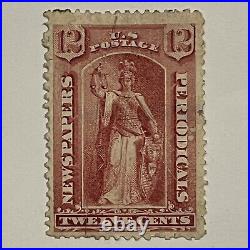 Rare 1800's United States 12c Newspapers Periodicals Stamp Statue Justice Used