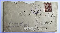 Rare 1800's Us Cover With Purple Westen Double Ringed Cancel