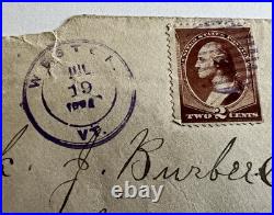 Rare 1800's Us Cover With Purple Westen Double Ringed Cancel