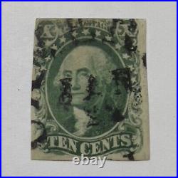 Rare 1855 U. S. Imperf 10c Green Stamp #14, George Washington