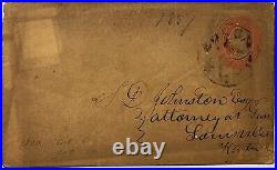 Rare 1857 Stationery Stamped Envelope Cover Sent To Louisville Kentucky