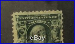Rare 1901-1908 Benjamin Franklin 1 cent stamp used #300 VF Partial Gum