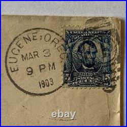 Rare 1903 Eugene Oregon Cover Sent To Markapur Kurnool District India, 5c Stamp