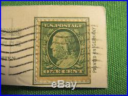Rare 1908 Benjamin Franklin one cent stamp #A138 Green Line Postmarked 1909