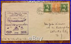 Rare 1932 ERROR Cancel Airmail Flown on USS Akron Airship Cover Graf Zeppelin