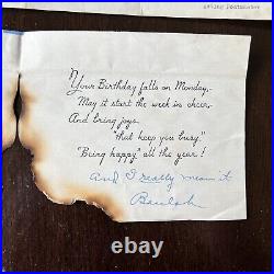 Rare 1938 U. S. Cover And Birthday Card Burned In Fire With Letter From Usps