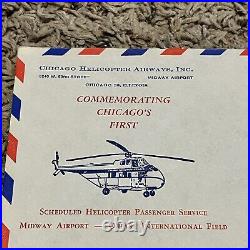 Rare 1956 Chicago Helicopter Airways First Flight Cover O'hare With Insert