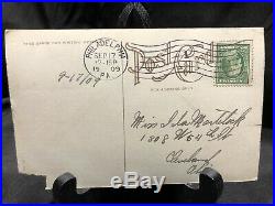 Rare, Green Ben Franklin One Cent Stamp With Post Card, post marked 1909