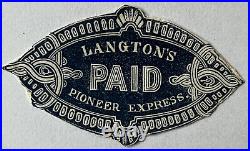 Rare Langton's Paid Pioneer Western Express Cutout From Cover Deep Blue