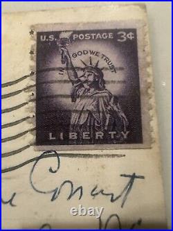 Rare US POSTAGE STAMP 3 Cent Liberty Used Purple Lady Statue Of Liberty