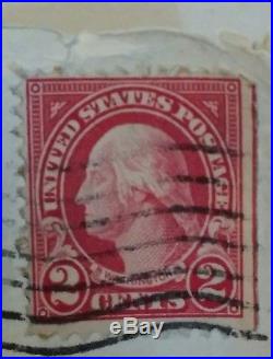 Red Line Washington 2 Cent Stamp on letter 1923 +invoices