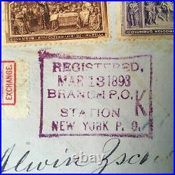 Registered Cover Columbians From New York To Germany 1893. #240, 239, 238, 237