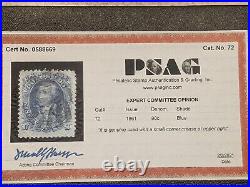 SAstamps- Used US #72 PSAG Cert